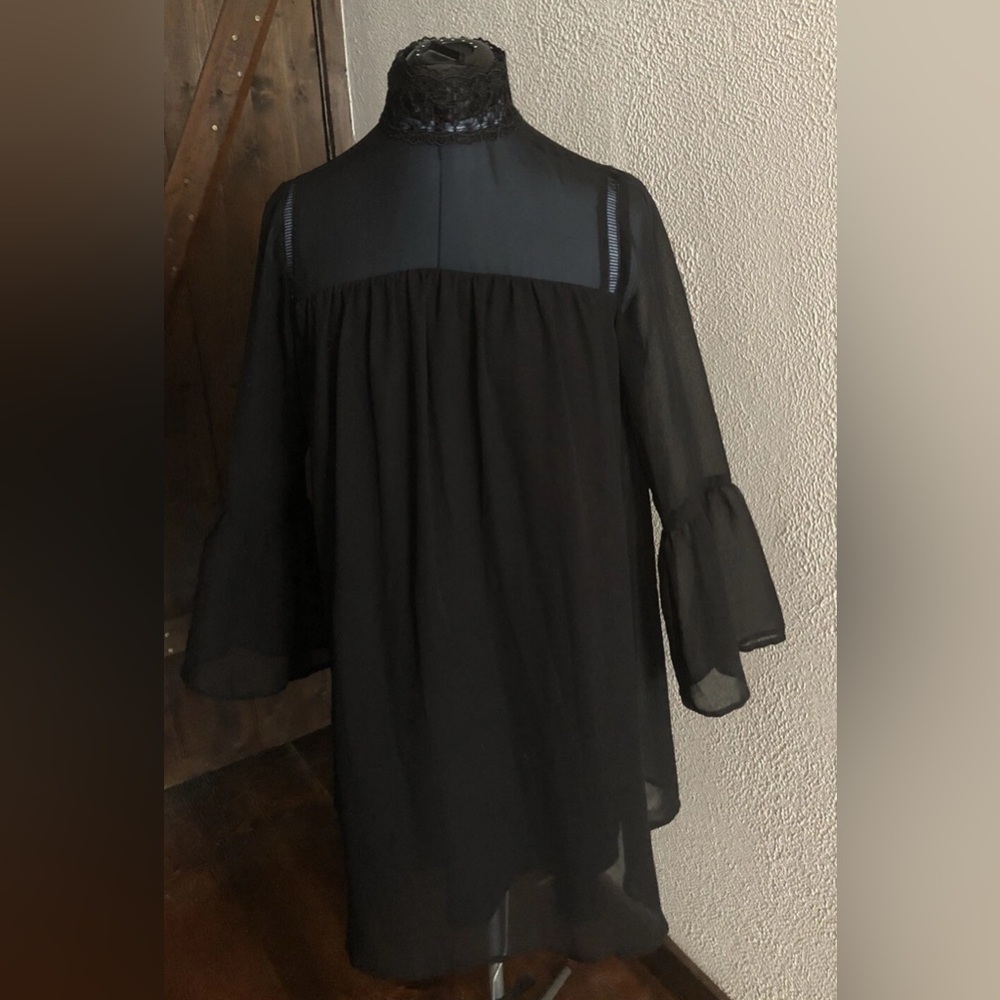 Nanette Lepore Black Lace Mock Neck Maxi Dress 2 Small